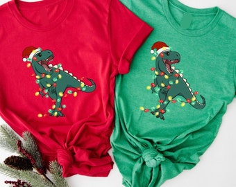 Christmas Dinosaur Sweatshirt, Cute Dinosaur Sweaters, Dinosaur Holiday Sweater, Christmas tshirt, Hoodie, Womens Christmas Crewneck, T Rex