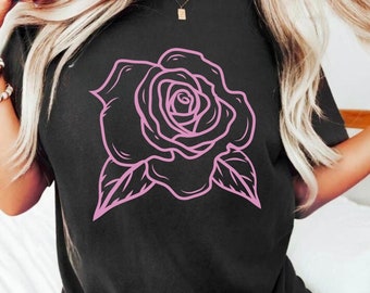 Rose Shirt, Rose Sweatshirt, Grunge Shirt, Y2K Trendy Shirt, Flower Shirt, Gifts, Oversized Graphic Sweatshirts, Sweatshirt, Aesthetic Goth