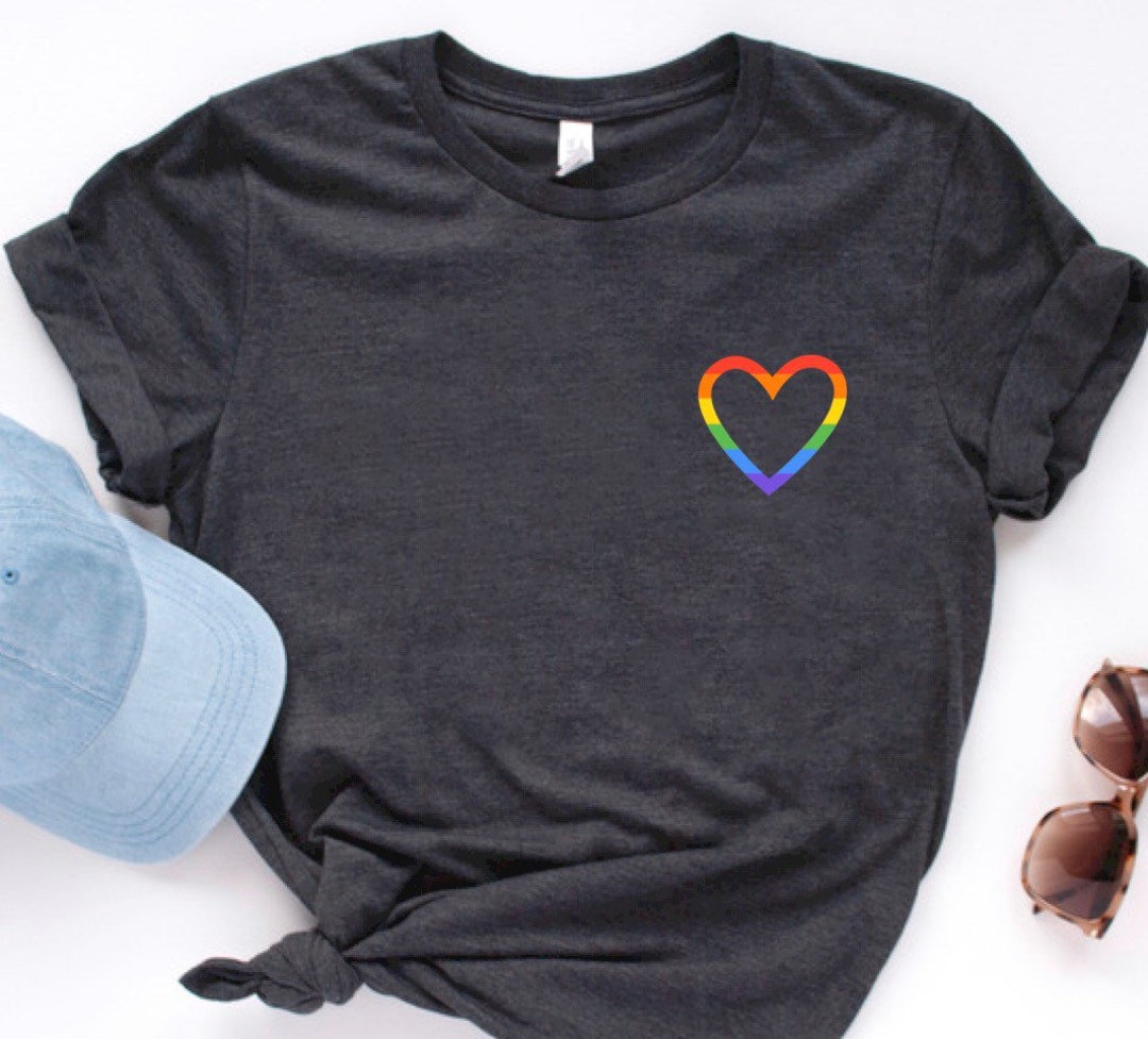Rainbow Heart Pride Tank Top For Women - LGBTQ Graphic Short Sleeve Tee, Casual LGBTQ Shirt - View #13