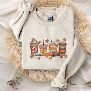 Fall Sweatshirt, Coffee Shirt, Pumpkin Spice Latte Shirt, Coffee Sweatshirt, Fall Sweater, Thanksgiving Sweater, Fall Hoodie, Coffee cups
