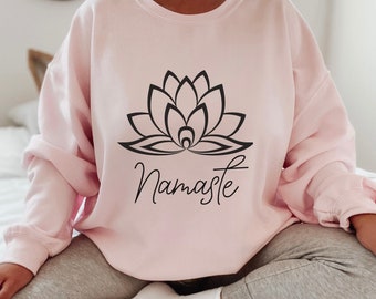 Namaste camisa namaste moletom yoga camisolas camisa de meditação, camisa de treino namaste moletom com capuz camisa de lótus camisa de fitness yoga presentes