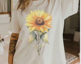 Sunflower Shirt, Flower Shirt, Spring Sunflower tshirt, Garden Shirt, Sunflowers Gift for her, Wildflower tee, Flower Print Tee