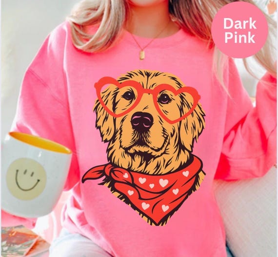 Valentine Golden Retriever Sweatshirt, Funny Dog Shirt  XOXO Valentines Sweatshirt, Cute Dog Heart Graphic Tee, Pet Shirt, Dog Glasses