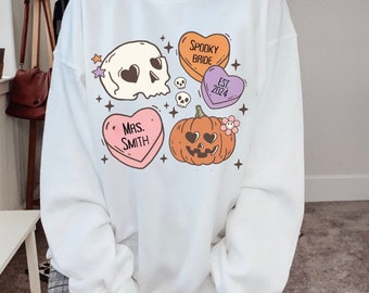 Halloween Bride Shirt, Halloween Skull Bride Shirt, Bridal Sweatshirt, Custom Bride, Spooky Bride,  Personalized Shirt, Bride to be Shirts