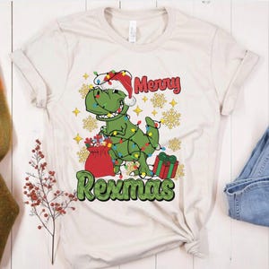 Christmas Dinosaur Sweatshirt, Cute Dinosaur Sweaters, Dinosaur Holiday Sweater, Christmas tshirt, Hoodie, kids Christmas Crewneck, T Rex