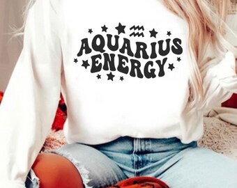 Aquarius Sweatshirt S-5X Big Aquarius energie Shirt, Retro Zodiac Trui, Aquarius Geschenken