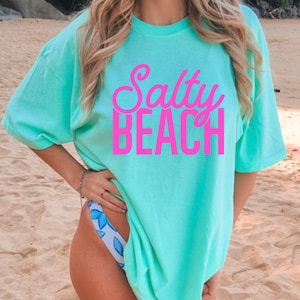 Camisetas saladas, camiseta de playa, camiseta de playa familiar, camisetas de verano, camiseta gráfica de verano, colores cómodos, camiseta de vacaciones