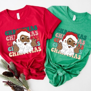 Black Santa Sweatshirt, Black Santa Hoodie, Cute Black Santa, African American Santa Claus, Christmas Sweatshirt, Retro Christmas