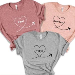 Vacation Shirt, Custom Destination Shirt, Custom Vacation Tshirt, Group Vacation Shirt, Airplane tee, Personalized Location Tee, Girls Trip