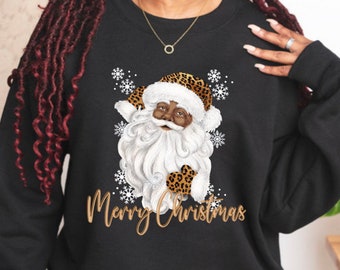 Black Santa Claus Crewneck Sweatshirt, Santa Claus Shirt, African American Santa, Christmas Sweatshirt, Christmas Gift