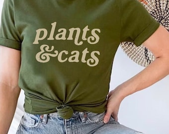 Cats and Plants shirt, Plant Shirt, Gardener t-shirt, gift for plant lover, Cat lover shirt, Retro plants shirt, Plant lady, Plant Mom