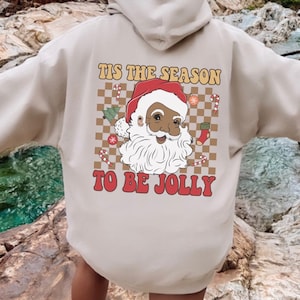 Black Santa Sweatshirt, Black Santa Hoodie, Cute Black Santa, African American Santa Claus, Christmas Sweatshirt, Retro Christmas