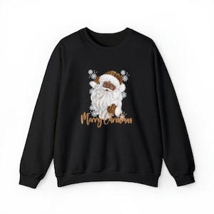 Black Santa Claus Crewneck Sweatshirt, Black Santa Claus Shirt, African American Santa, Christmas Sweatshirt, Christmas Gift Winter Sweater