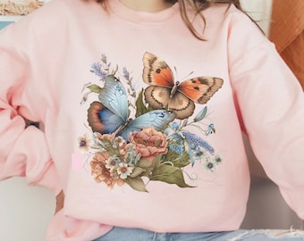 Sudadera Butterfly, Butterfly Crewneck, Vintage Butterfly Crewneck, Butterfly Sweatshirt Gift, Butterfly Lover Shirt, Butterflies