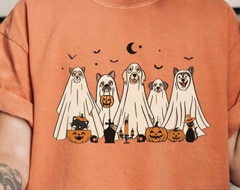 Halloween hondenshirt, comfortkleuren, Ghost Dog Shirt, Spooky Dog Shirt, schattige hondent-shirt, Halloween Ghost, grappige Ghost Dog, herfstshirt