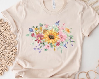 Sunflower Shirts Wildflower Shirt Botanical Shirt  Floral  t Shirt Spring Shirts Gifts for her Plant Lover Tee