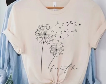 Camisa de diente de León, camiseta de diente de León de fe, camisa de fe, camisa de relajación, camisa cristiana, regalo para ella, camiseta de flores silvestres