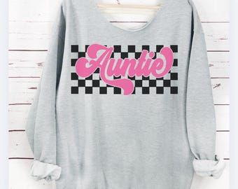 叔母さん向けゆったりシャツ、レトロな叔母さん向けオフショルダースウェットシャツ、叔母さんへのギフト、ゆったりセーター、レディーススウェットシャツ、新しい叔母さん向け服