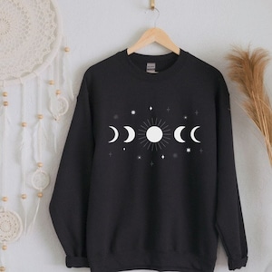 Eclipse Moon Phase Sweatshirt , S-5x, Sun Mystical, Graphic sweatshirt Celestrial, Sun Stars Tee, Sun Shirt , Boho sweatshirt, plus size