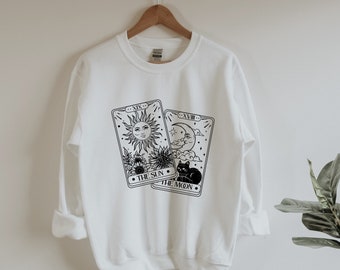 Tarot Card Sweatshirt, Sun shirt, Tarot Readers, Moon Shirt, S-5X Gift For Her, Graphic Shirt, Gifts, Witchy Shirt, Mystical Sweatshirts