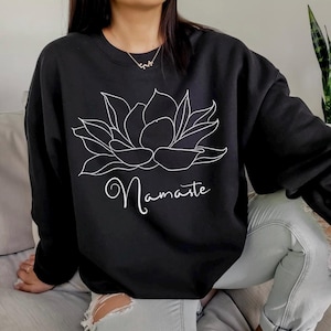 Namaste Sweatshirt, Namaste shirt, Oversized Slouchy, Yoga Instructor Gift, Plus Size, Crewneck Custom Shirt, Lotus Sweater