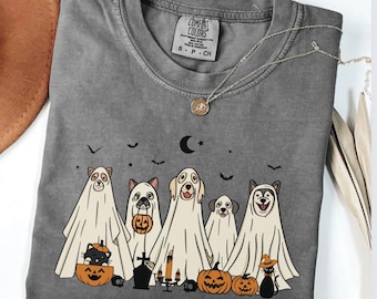 Halloween hondenshirt, comfortkleuren, Ghost Dog Shirt, Spooky Dog Shirt, schattige hondent-shirt, Halloween Ghost, grappige Ghost Dog, herfstshirt