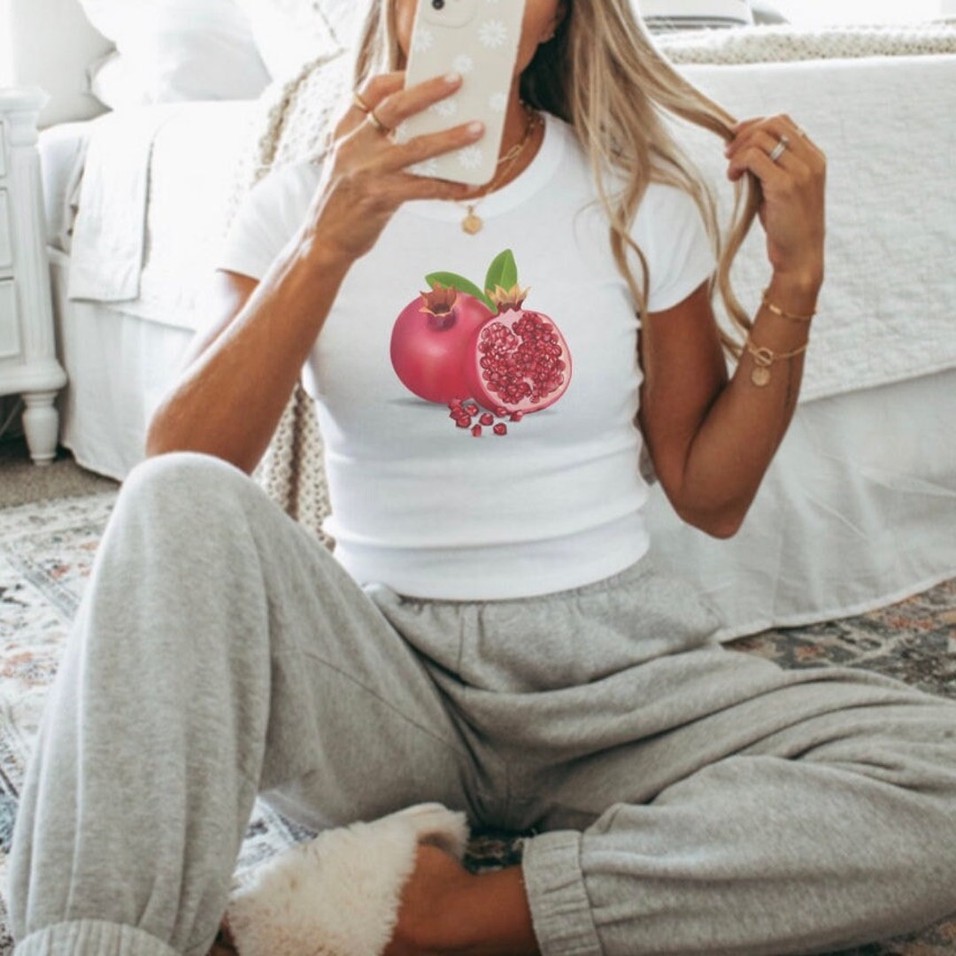 Pomegranate Baby Tee, Fruit Shirt, Cute Baby Tee, Baby Tee Women, Y2k