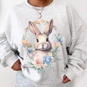 Easter Bunny Sweater, Bunny Ears, Boho Bunny Mom Sweatshirt, Rabbit Sweater, Vintage Bunny, Rabbit lover Gift, Gift Pet Lover, Bunny Mama