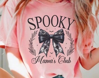 Spooky Mama Shirt, Halloween Mama Shirt, Scary Mama Sweatshirt, Croquette Mama, Gift for Halloween, Halloween Party, Halloween Bow, Gift mom