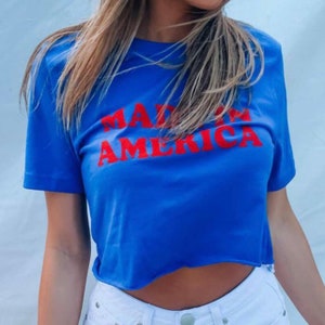 Made in America, American Graphic Crop Top, Patriotic Shirt, Fourth of July Shirt, Plus Size