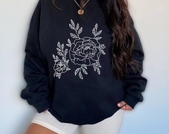 Rose Sweatshirt, Rose Shirt, Botanical Sweatshirt, Nature Lovers Shirt Floral Shirt Gift For Her Spring Flowers Aesthetic Shirt Roses