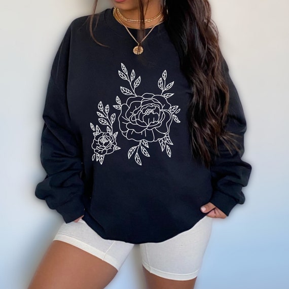 Rose Sweatshirt, Rose Shirt, Botanical Sweatshirt, Nature Lovers Shirt Floral Shirt Gift For Her Spring Flowers Aesthetic Shirt Roses