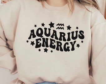 Aquarius Sweatshirt S-5X Big Aquarius energie Shirt, Retro Zodiac Trui, Aquarius Geschenken