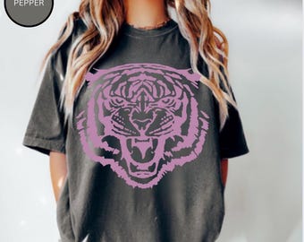 Camiseta de tigre, camiseta de tigre Comfort Colors®, camiseta con gráfico de tigre, camisetas de animales salvajes, camisetas de felinos salvajes, camiseta con cara de tigre, tigre vintage