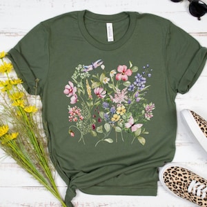 WildFlower Spring Tee Spring Floral Shirt Boho Flowers Shirt Gardening Shirt Gift for women Wild flowers shirts
