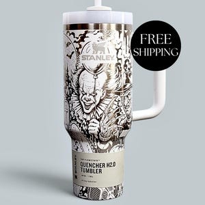 Horror Movie Tumbler Engraved Stanley Cup Insulated Gothic Bottle Halloween Party Spooky Season Decor Drinkware Gift Fan Scary