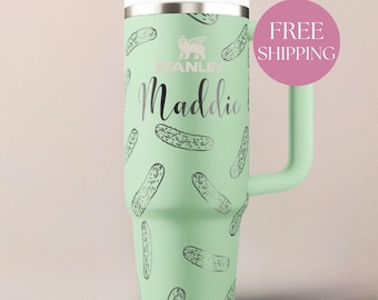 Pickle Stanley Tumbler Funny Design Enthusiast Gift Idea Custom Engraving Personalized Cup Insulated Drinkware Novelty Present Unique
