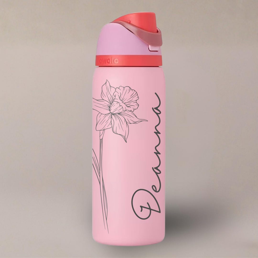 Personalized Owala Freesip Water Bottle With Name Birth Flower Engraved ...