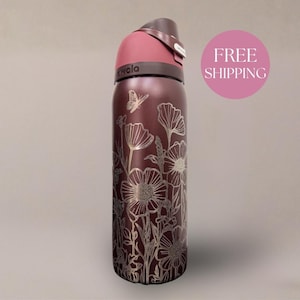 Personalized Owala Freesip Water Bottle Wildflower Floral Design Custom ...