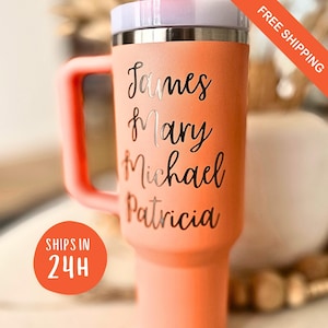 Personalized Stanley Tumbler: Laser Engraved Custom Name, 20oz/30oz/40oz