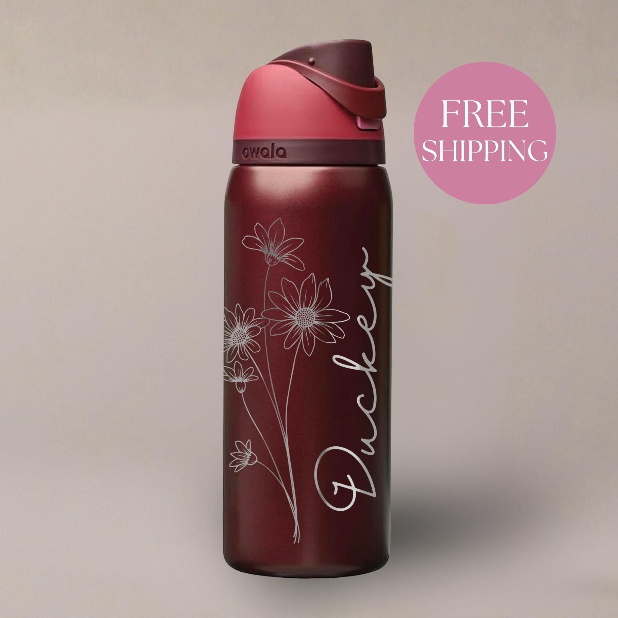 Personalized Owala Freesip Water Bottle With Name Birth Flower Engraved ...
