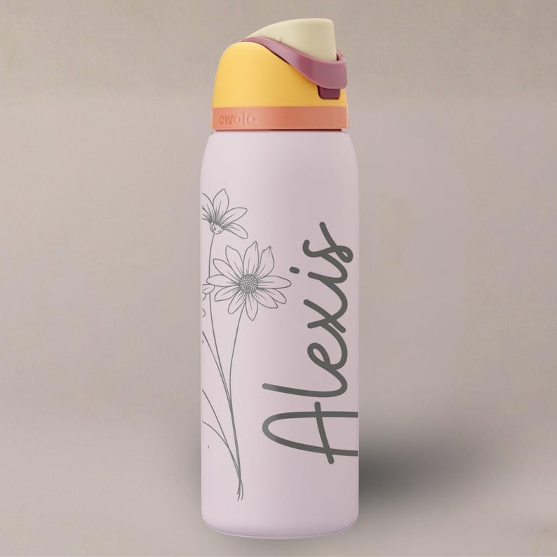 Personalized Owala Freesip Water Bottle With Name Birth Flower Engraved ...