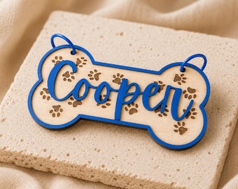 Targa personalizzata per la cuccia del cane, targhetta in legno personalizzata con il nome dell'animale, decorazione per la cuccia del cane, targhetta con il nome dell'animale, regalo per cuccioli per amanti dei cani
