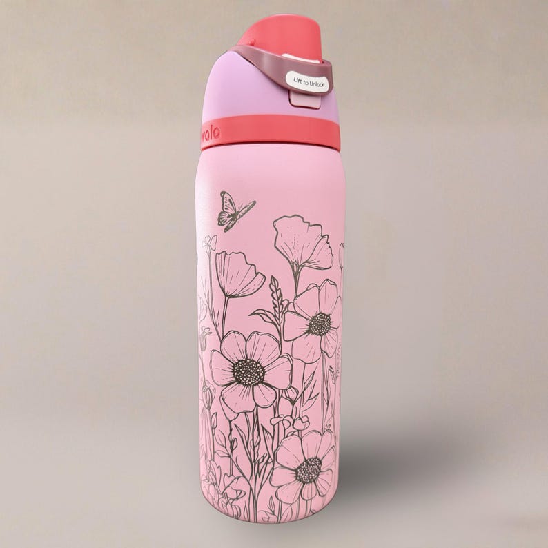 Personalized Owala Freesip Water Bottle Wildflower Floral Design Custom ...