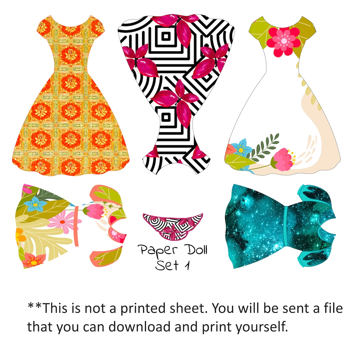 Cute Paper Dolls Collage Sheet Parts Set 1 Digital Printable Download