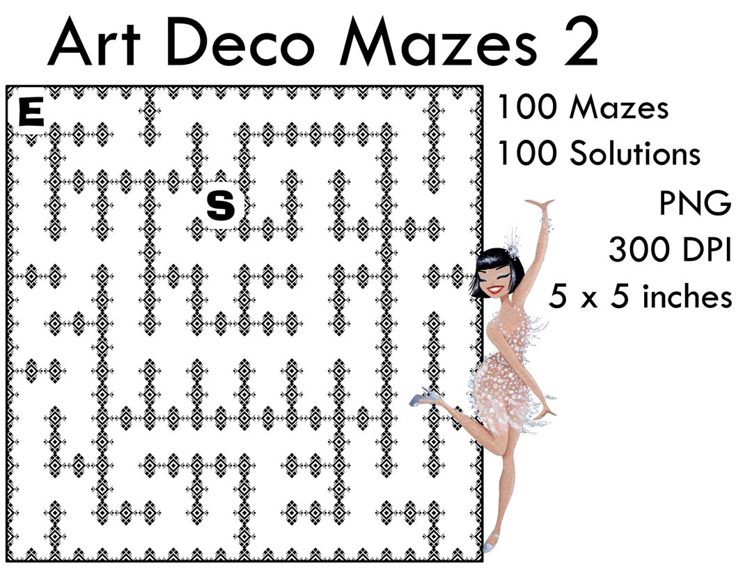 100 Art Deco Mazes Set 2 1920s Theme Mazes Etsy