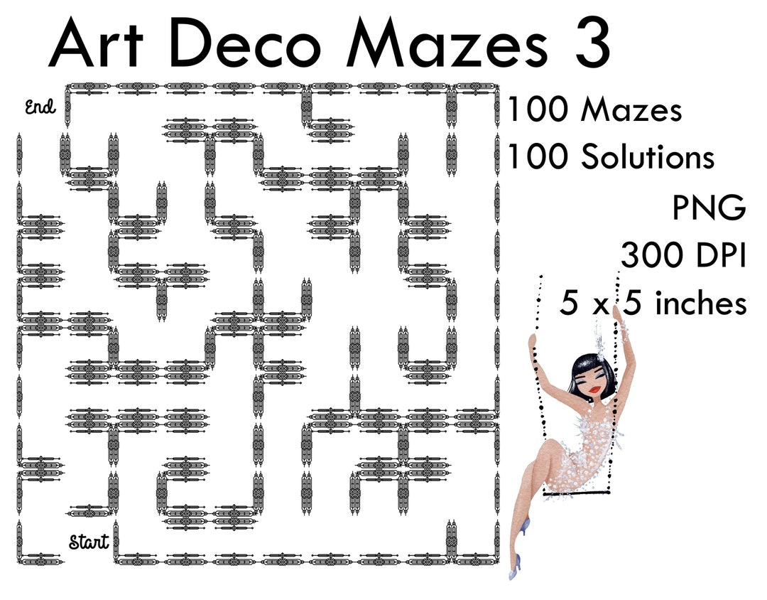 100 Art Deco Mazes Set 3 1920s Theme Mazes Etsy