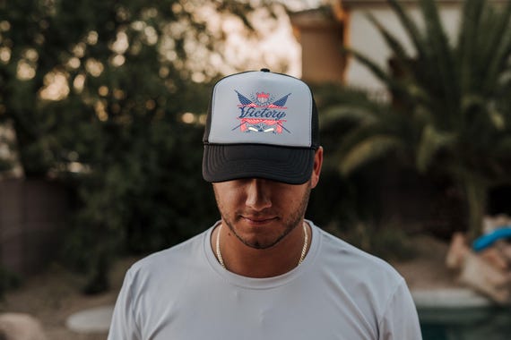 Victory Vintage Trucker Hat - Patriotic Retro Snap Back Cap, Old School Nostalgic Cap, Vintage Colors Hat, Adjustable Trucker Cap for Men