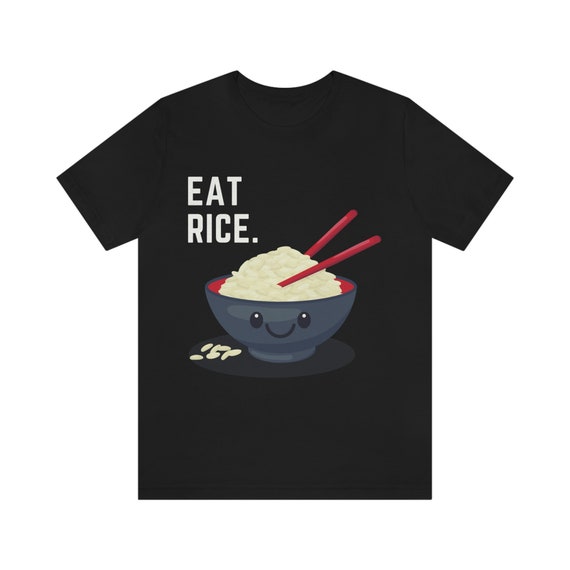 Eat Rice Shirt - Happy Cute Vintage Retro Classic Nostalgic Japanese T-Shirt - Unisex Short Sleeve Tee