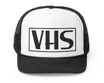 VHS Logo Vintage Mesh Trucker Hat - Retro Classic Nostalgic Old School Adjustable Cap